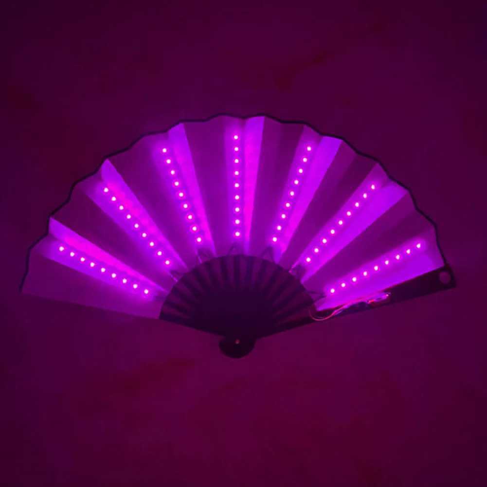 Led Rave Toy Folding LED Fan Glowing Light Up Hand Fan For Stage Performance Night Club Props Birthday Party Gift Home Decor 240410