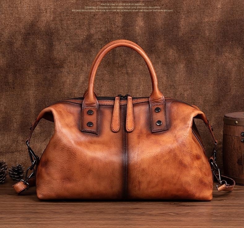 New Hand Painted Women Handbag Genuine Cowhide Leather Dumpg Large Capacity Vintage Top-Handle Bag For Female Genuine Leather BagVoyage