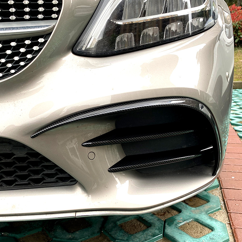 For Mercedes Benz C Class C200 C260 W205 2019-2023 Car Front Fog Lamp Strip Air Intake Grille Slats Trim Cover Auto Accessories e0f6e