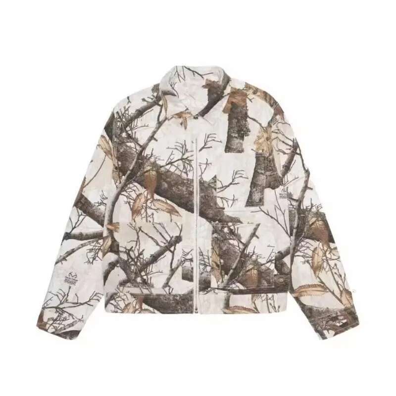 Denim Camouflage Maple Leaf Print Men's And Women's Denim Jackets American Brand Fashion Street Trend Tops