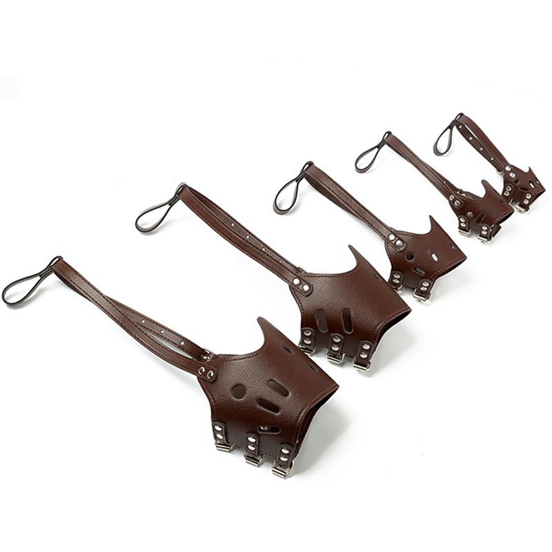 Adjustable Breathable Mask PU Leather Pet Dog Muzzle Anti Bark Bite Chew Safety for Small Large Dogs Mouth Soft Muzzles Training