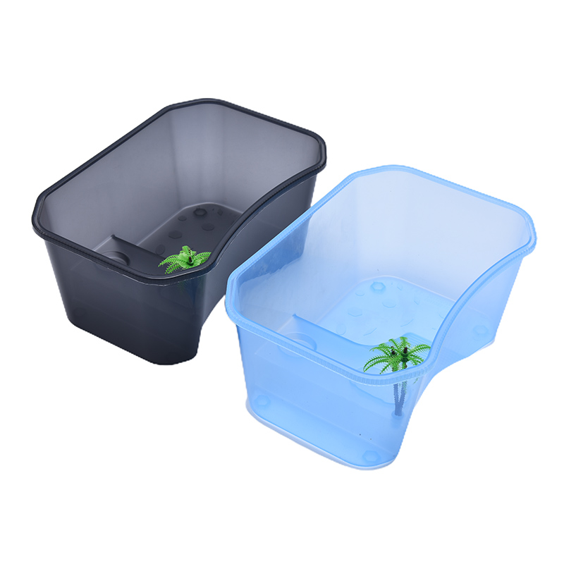 Reptile Vivarium Box Turtle Tortoise with Basking Ramp Tank Breeding Food Tool Feeding Box with Basking Platform Home Aquarium