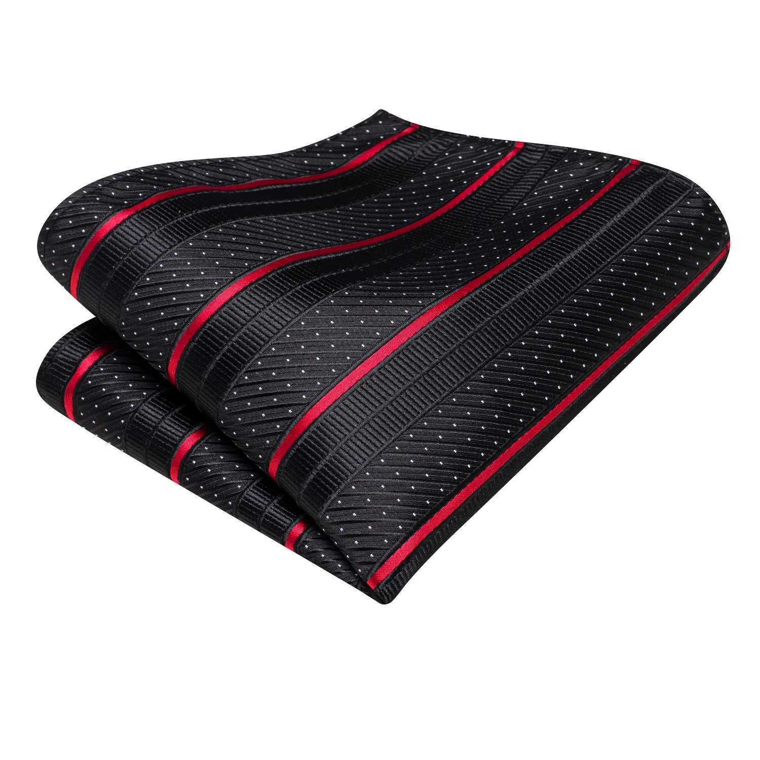 Hi-Tie Designer Black Red Striped Silk Wedding Tie For Men Handky Cufflink Gift Men Elegant Necktie Set Fashion Busin PartyX241111