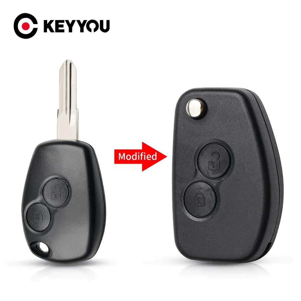 KEYYOU VAC102 Ne72 Modified Key Shell For Renault Renault Dacia Modus Logan Clio Espace Nissan 2 Buttons Flip Remote Fob Case