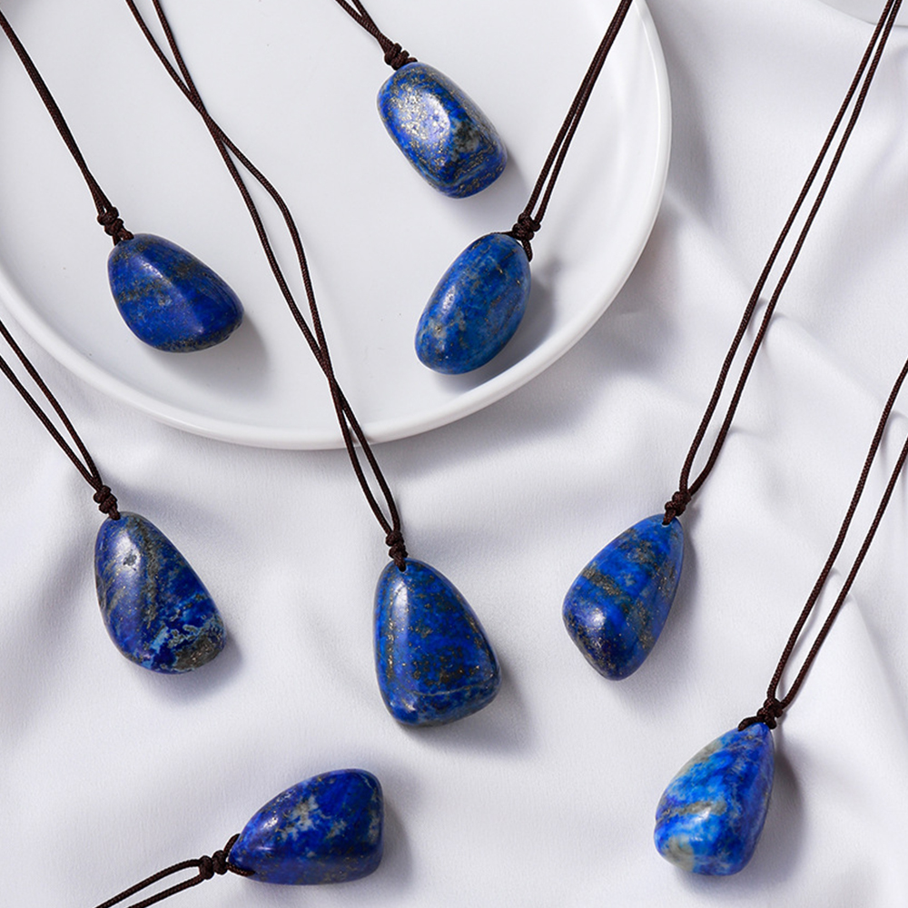 Natural Lapis Lazuli Polished Rough Tumbled Stone Pendants Chakra Energy Gem Reiki Healing Crystal Charms Necklaces