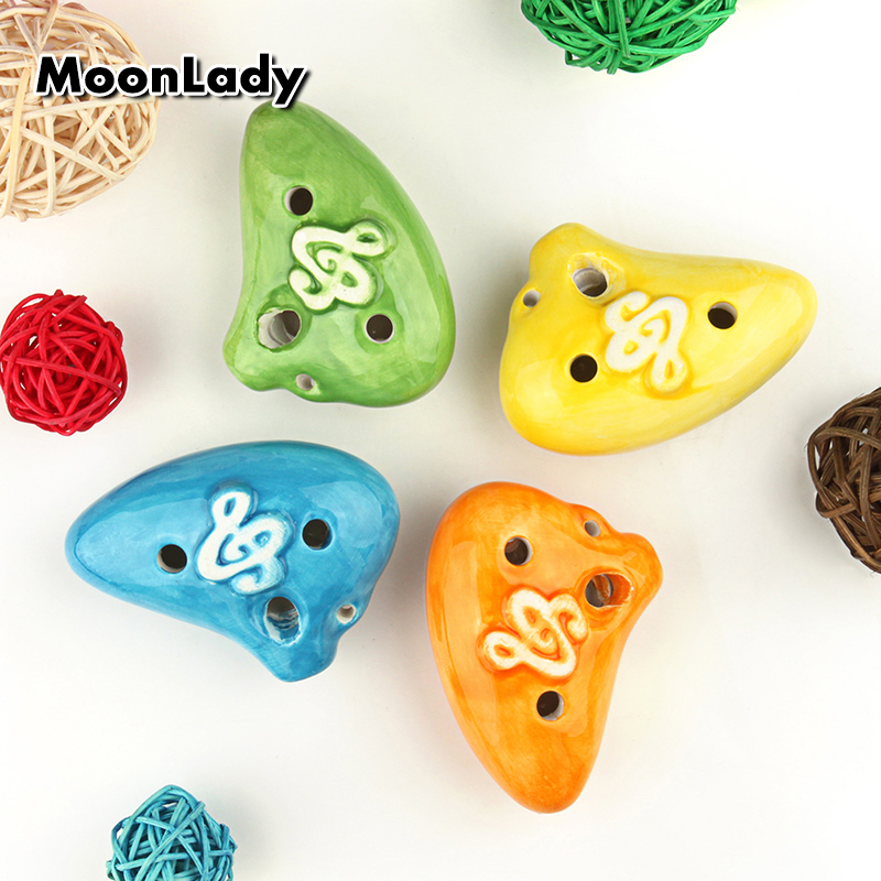 4 Colors Ocarina 6 Hole Submarine Small Ocarina Alto C Tone Beginner Ocarina Tourist Souvenir Teaching Toys Ceramic Pendant