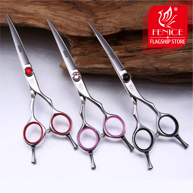 Fenice professional 5.5 inch 6 inch curved pet dog scissors small animal grooming shears in dog scissors