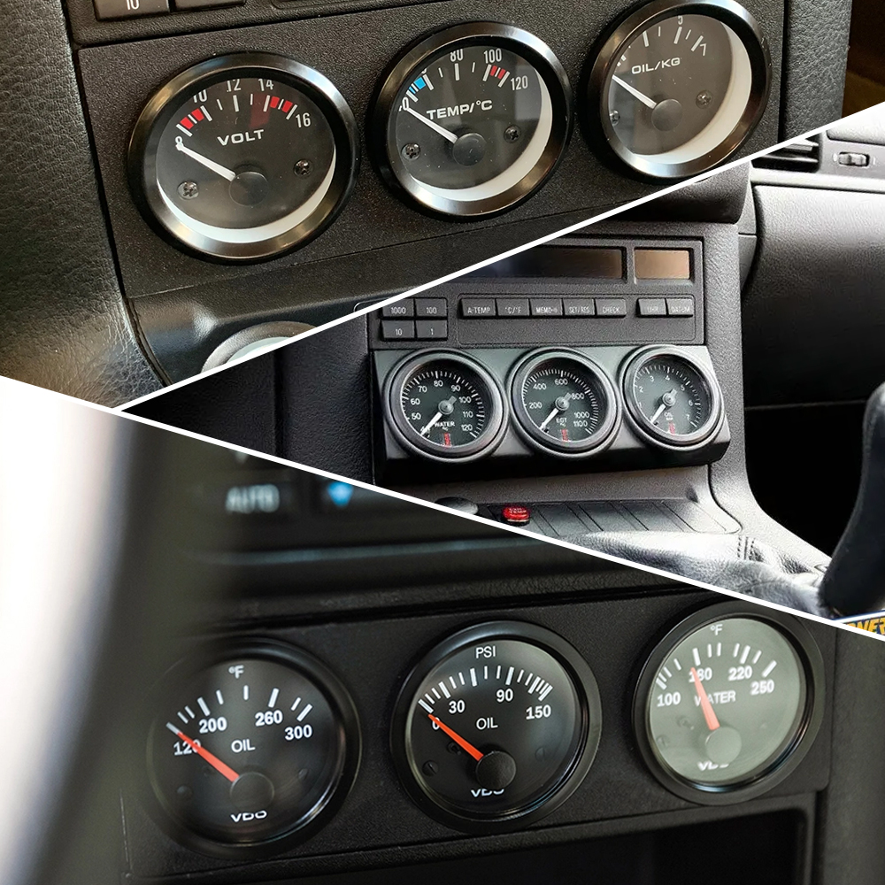 52mm Triple kit Oil Temp Gauge + Water Temp Gauge + Oil Pressure Gauge With Sensor 3in1 Car Meter PQY-TAG01/02/03