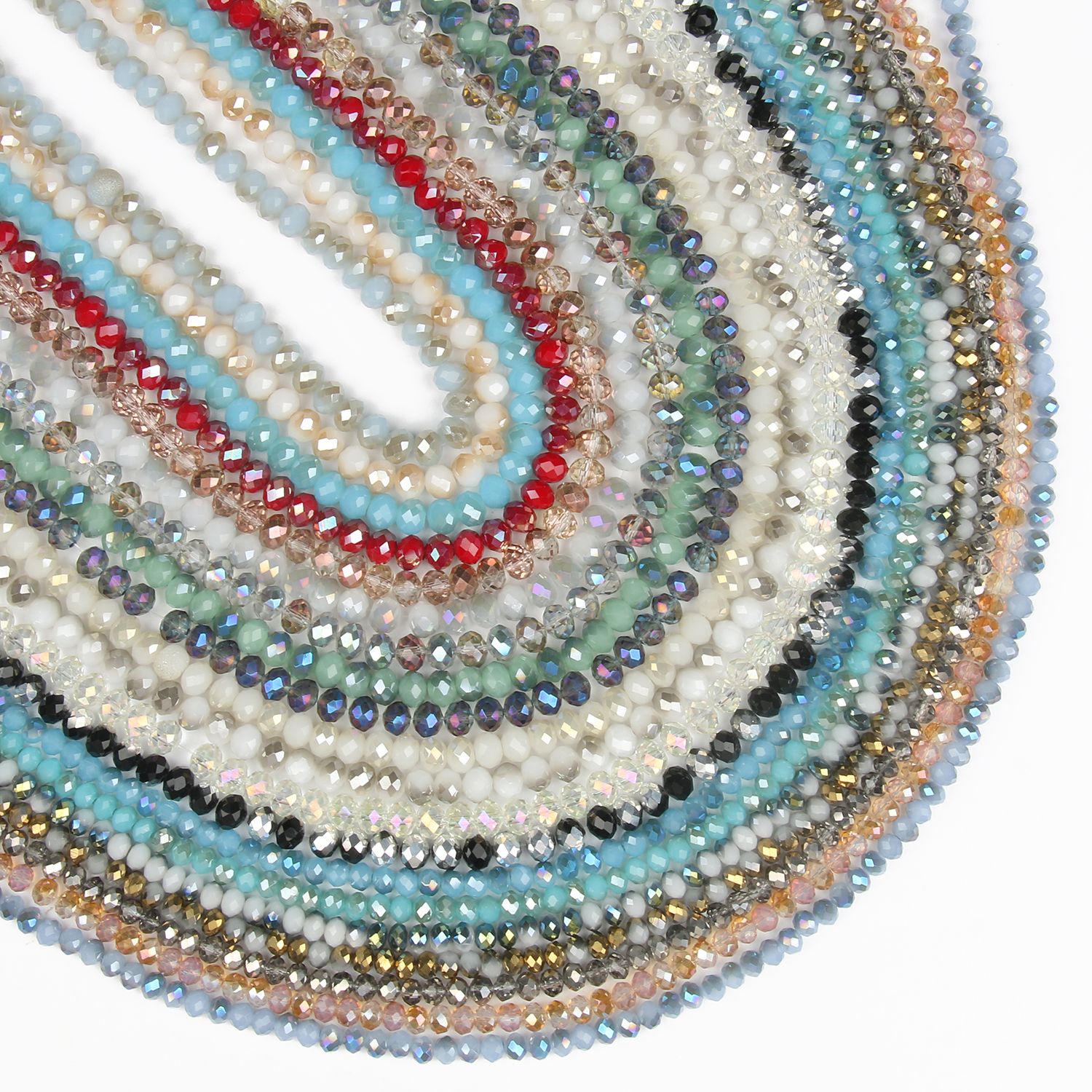 AB Clear Multicolor Austria Crystal Beads Round Rondelle Faceted Glass Loose Beads For Jewelry Making Accessories 3/4/6/8mm