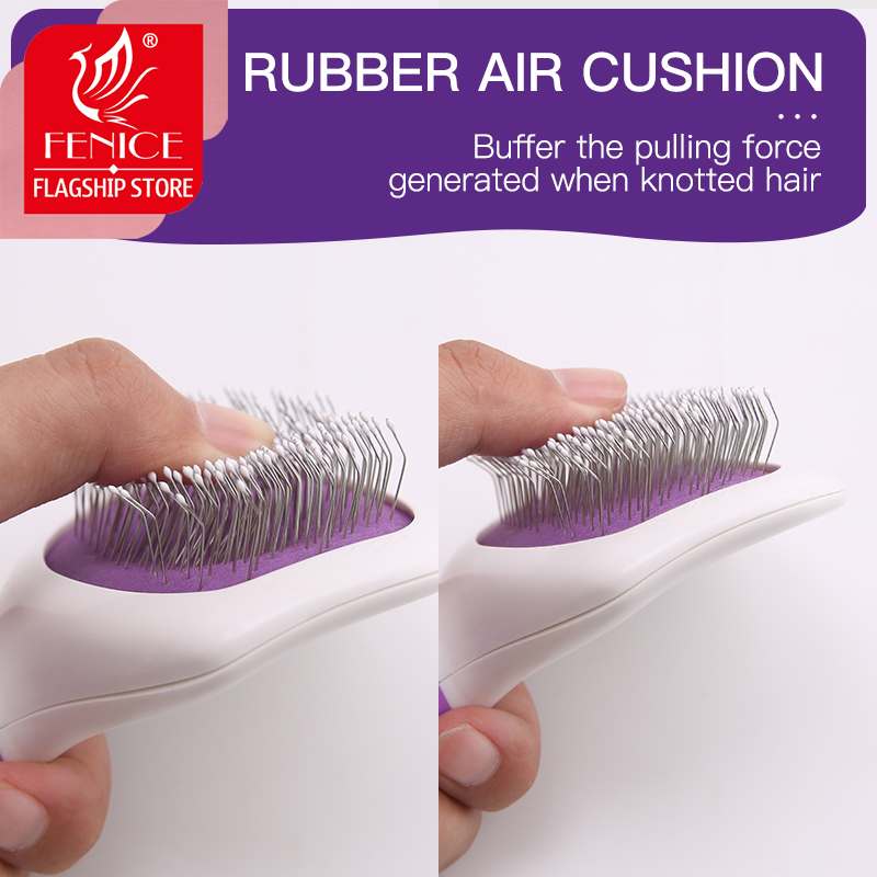 Fenice Pet Grooming Round Head Needle Comb Dog Cat Massage Comb Brush Hair Removal Open Knot Comb