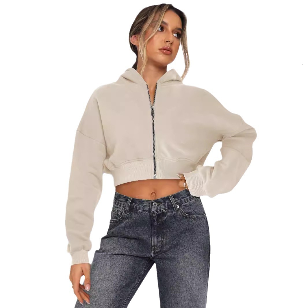 Designer hot selling women's clothing short style fashion street trend long sleeved autumn and winter loose hooded sweatshirt