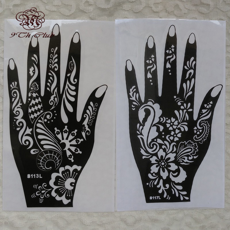Reusable Temporary Self Adhesive Henna pcs Hand Tattoo Stencil Mehndi Indian Wedding Painting Kit Tools
