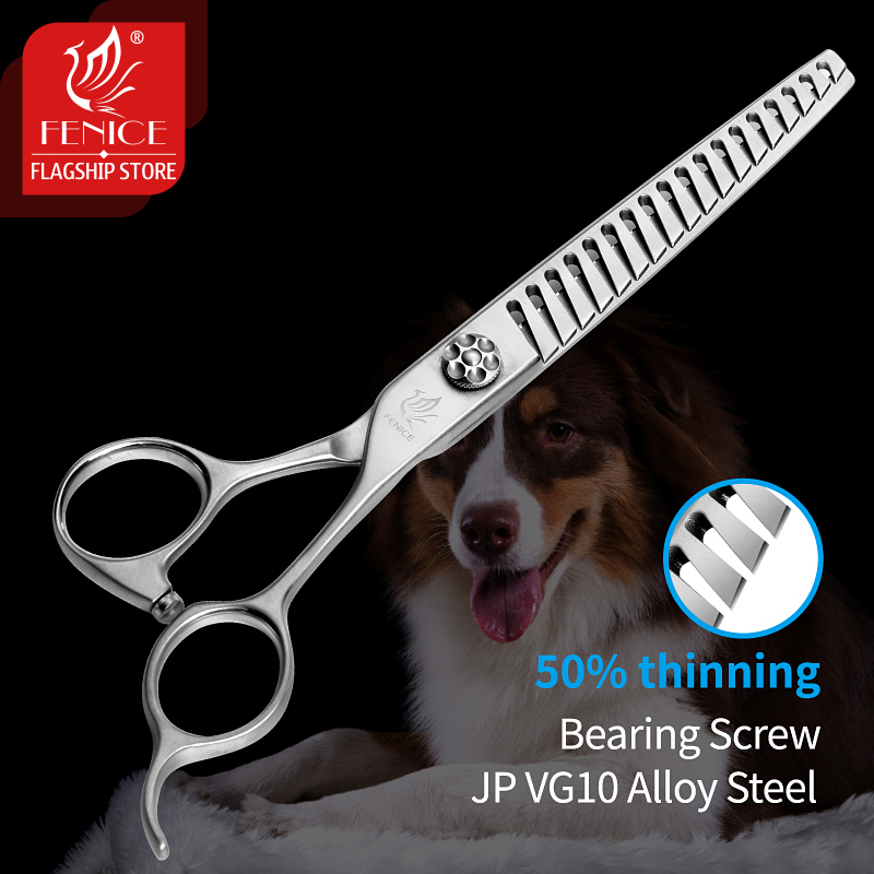 Fenice 7 inch Professional JP VG10 Steel Bearing Screw Pet Dog Grooming Thinning Scissors for Dogs Grooming Shears Thinning 50%