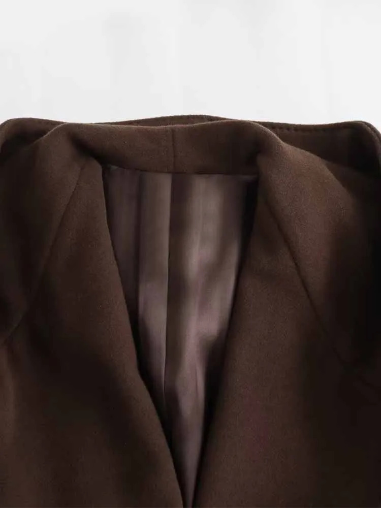 TRAF autumn and winter European and American casual belt hooded wool womens medium long jacket 241108