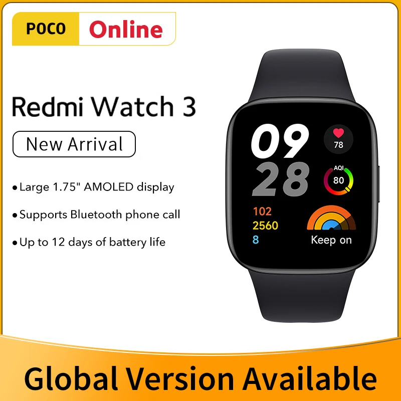 Redmi New Watch 3 GPS Smart Watches 1.75'' AMOLED Screen 60hz Blood Oxygen Heart Rate Monitor 5ATM SOS Bluetooth Call Smartwatch es wat