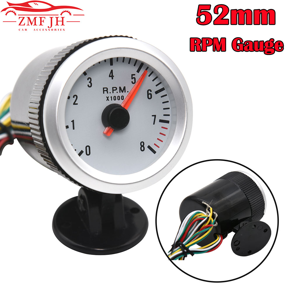 0~8000RPM Car Tachometer Universal 2" 52mm 12V Blue LED Tach Gauge Meter with Sensor for Gasoline car Boat Outboard Tachometer