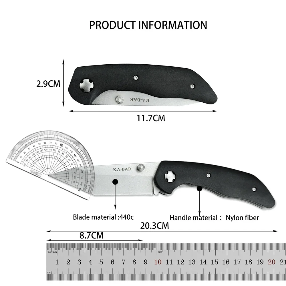 KA-BAR 7506 Jarosz Folder Pocket Folding Knife Tanto Blade Black GFN Handles Hunting Outdoor Knives Portable EDC Survival Tools BK4 3300 3655 9000 155