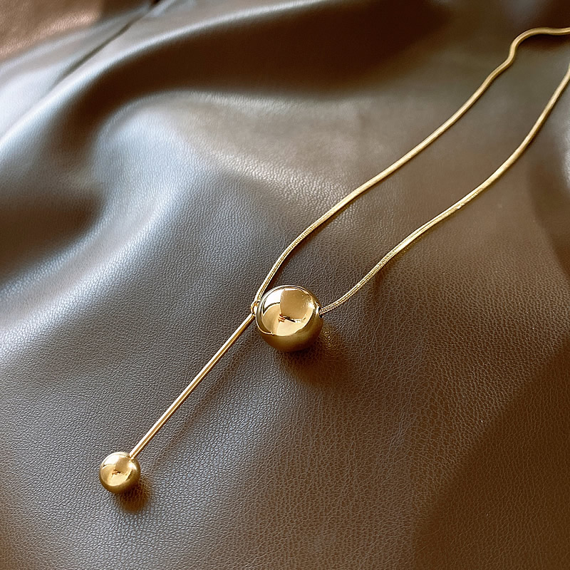 Simple Golden Ball Pendant Stainless Steel Short Necklace Non Fading Jewelry Sexy Elegent new Neck Chain For 2025 Woman Gifts