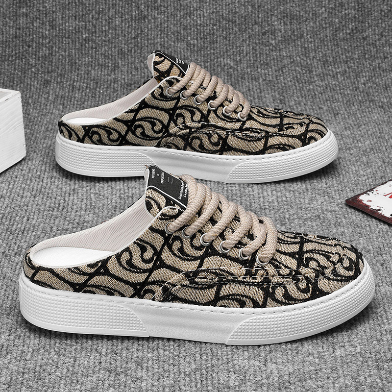 2025 New Canvas Multi Functional Summer Trendy Shoes Outdoor Breathable Casual Cloth Shoes Lazy Heerless Semi Trailer Shoes Men's Fashion Shoes