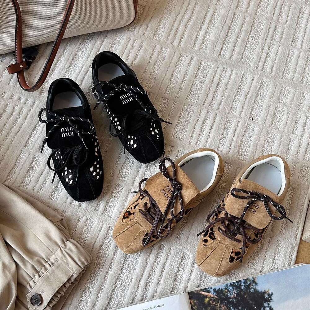 2025 Summer New Flat Flat German Training Women's Daily Life Leopard Pattern Designer Fashion Sports and Leisure Women's Shoes