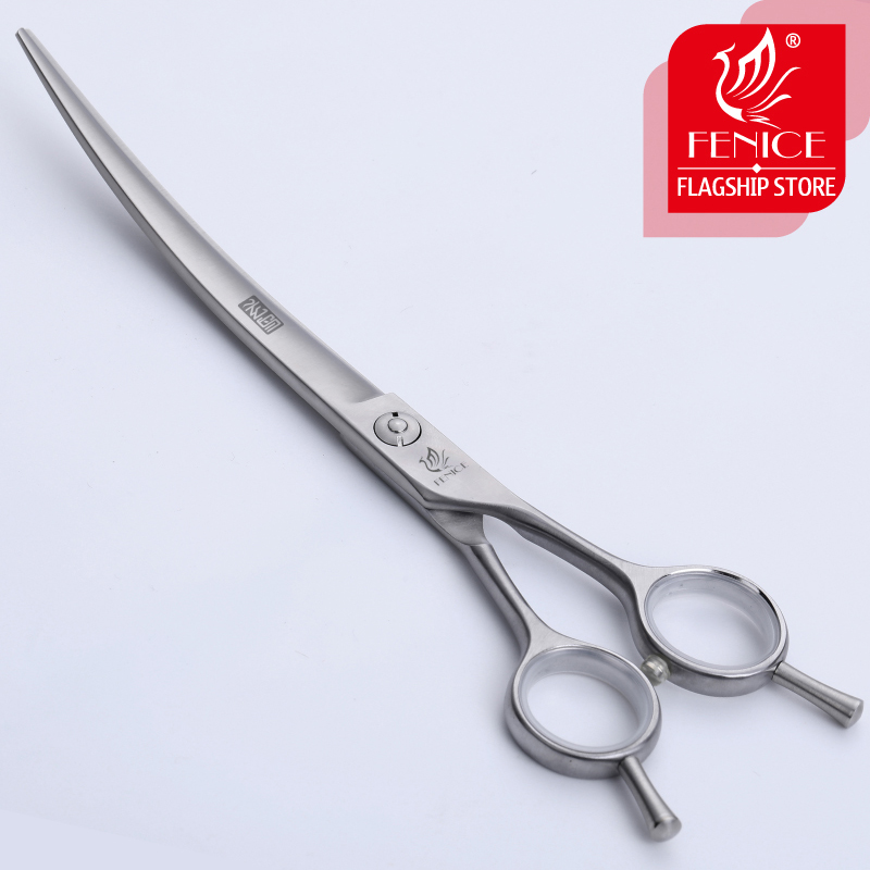 Fenice Professional 7.5 inch pet dog grooming scissors curved shears JP 440c steel dog scissors