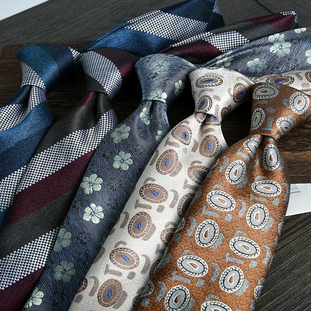 tie luxury For Men Retro necktie Large Jacquard 8cm Hand Tied New Mens ties Busin Wedding Versatile Birtay Gift NecktiesX241109