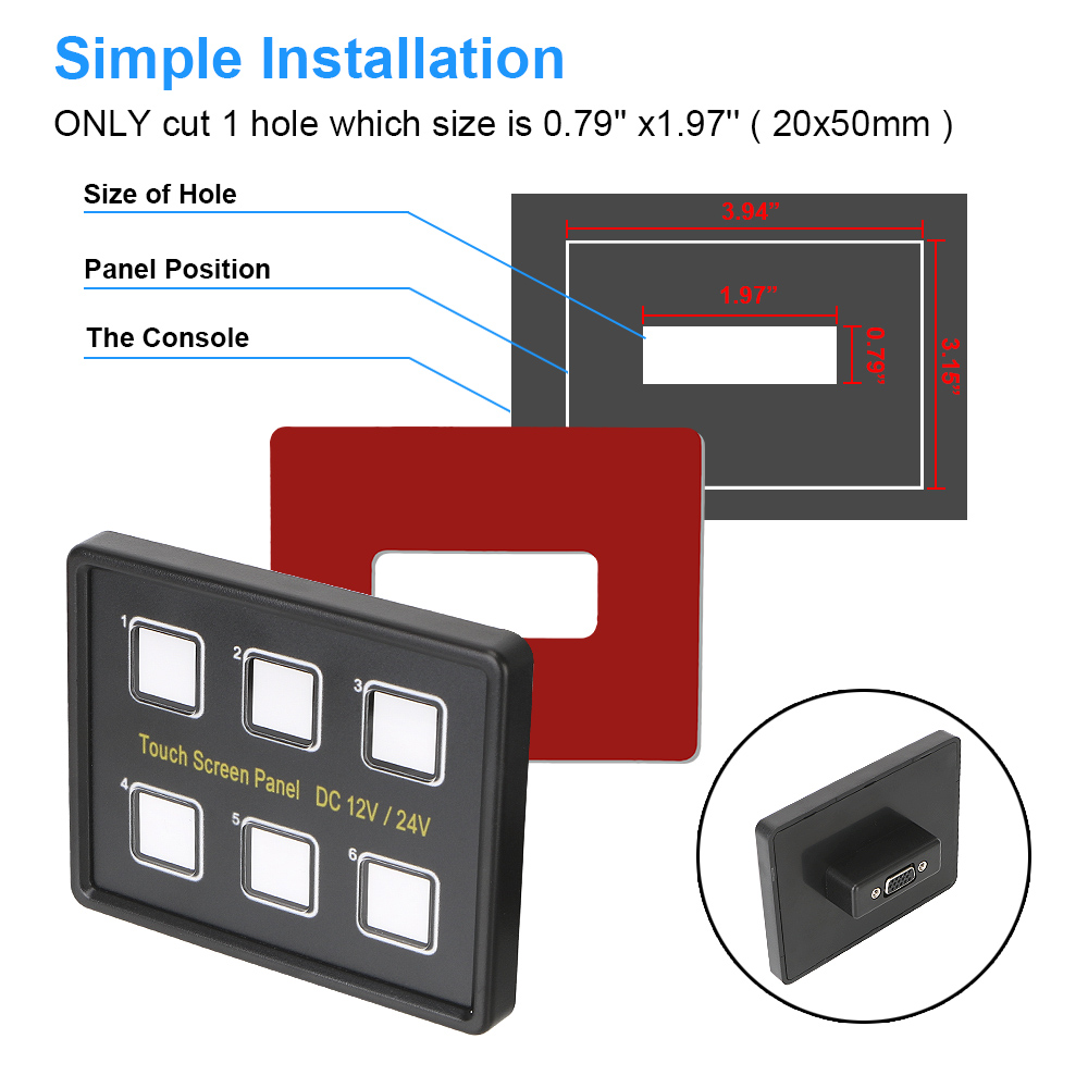 24V 12V Switch Panel 6 Buttons LED Touch Screen Car Light Toggle Relays System Caravan Accessories for Boat Marine Truck Trailer