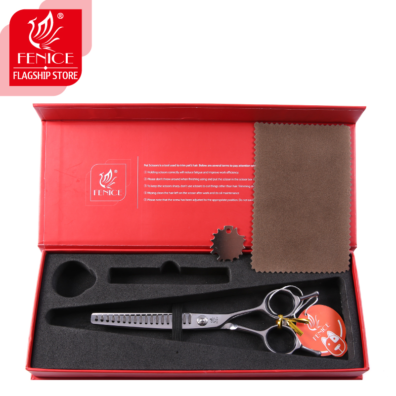 Fenice 6.5 Inch High-End Professional Pet Dog Grooming Scissors Curved Thinner Scissors Shears Thinning Rate 75%&30%