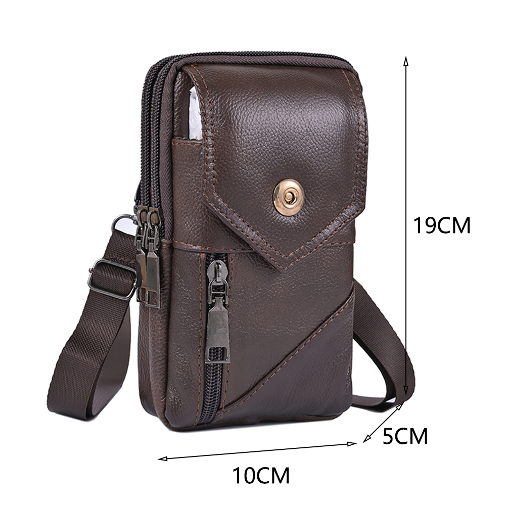 Bag Men Shoulder Simple Waterproof Leather Vintage Waist Pouch Lightweight Coin Phone Purse Male Travel Outdoor Bag smile