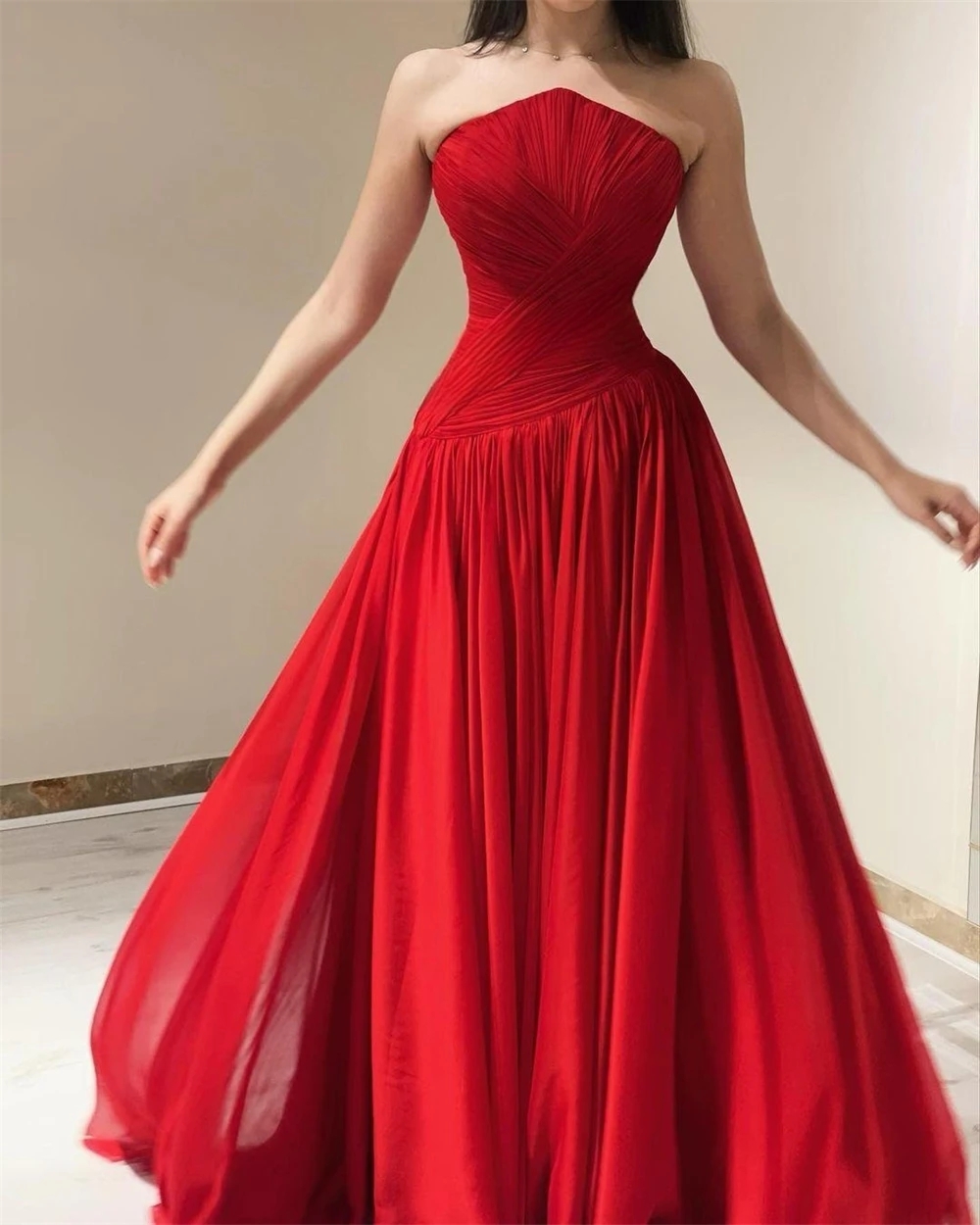Elegant Bury Evening Dress 2024 Strapless Draped Silt A-E Chiffon Women Prom Formal Gowns Vestidos Feast Robe De Soiree