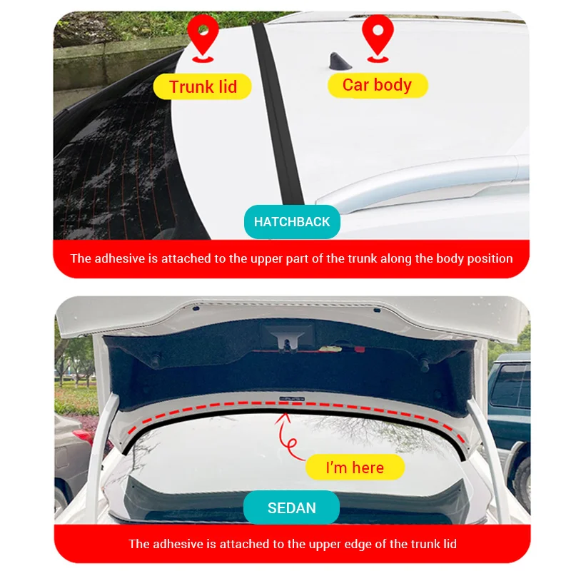 BLALION Car Trunk Lid Gap Seal Strip Rubber Trunk Sealing Strip for Sedan SUV Hatchback Anti Dust Waterproof Auto Weather Strip
