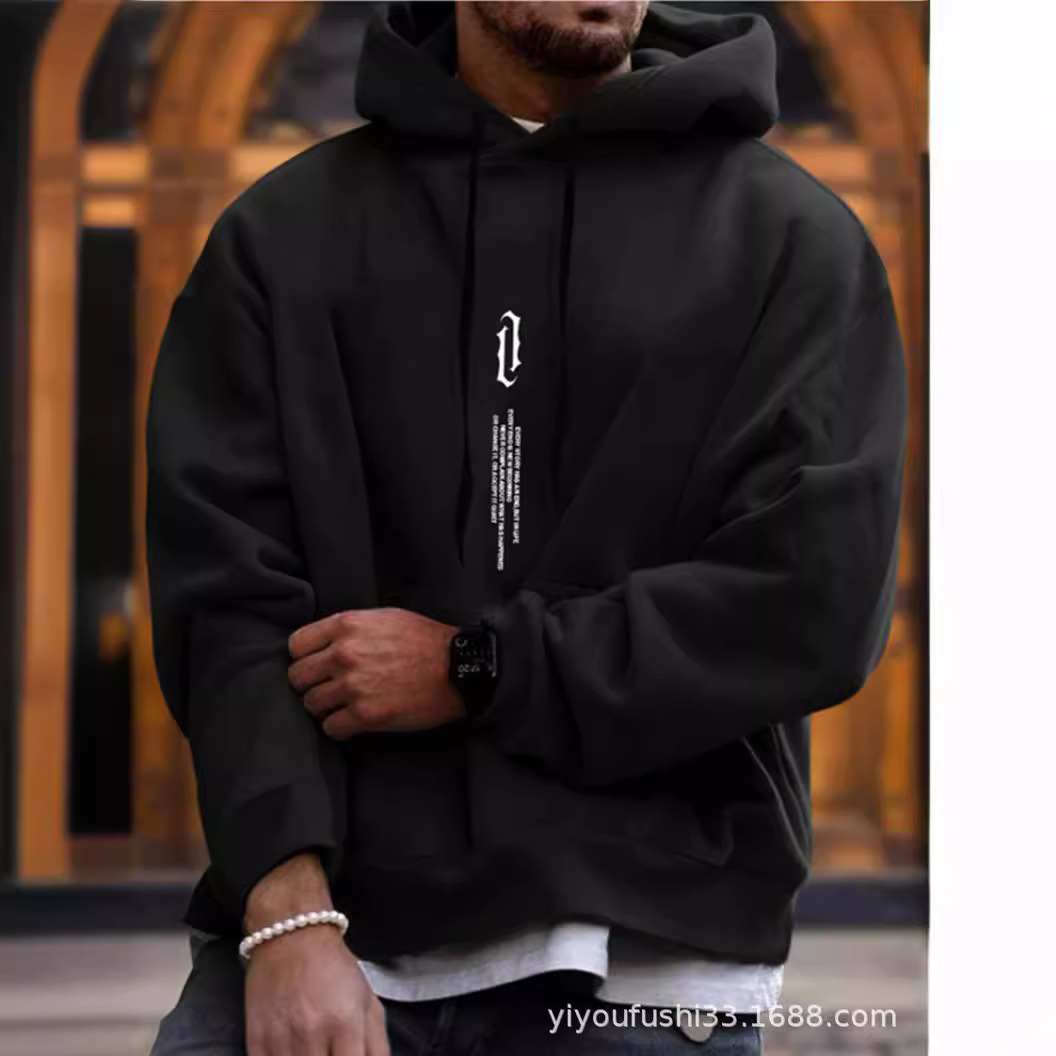 Designer's autumn winter new men's pullover printed hooded sweatshirt, personalized and fashionable sweatshirt