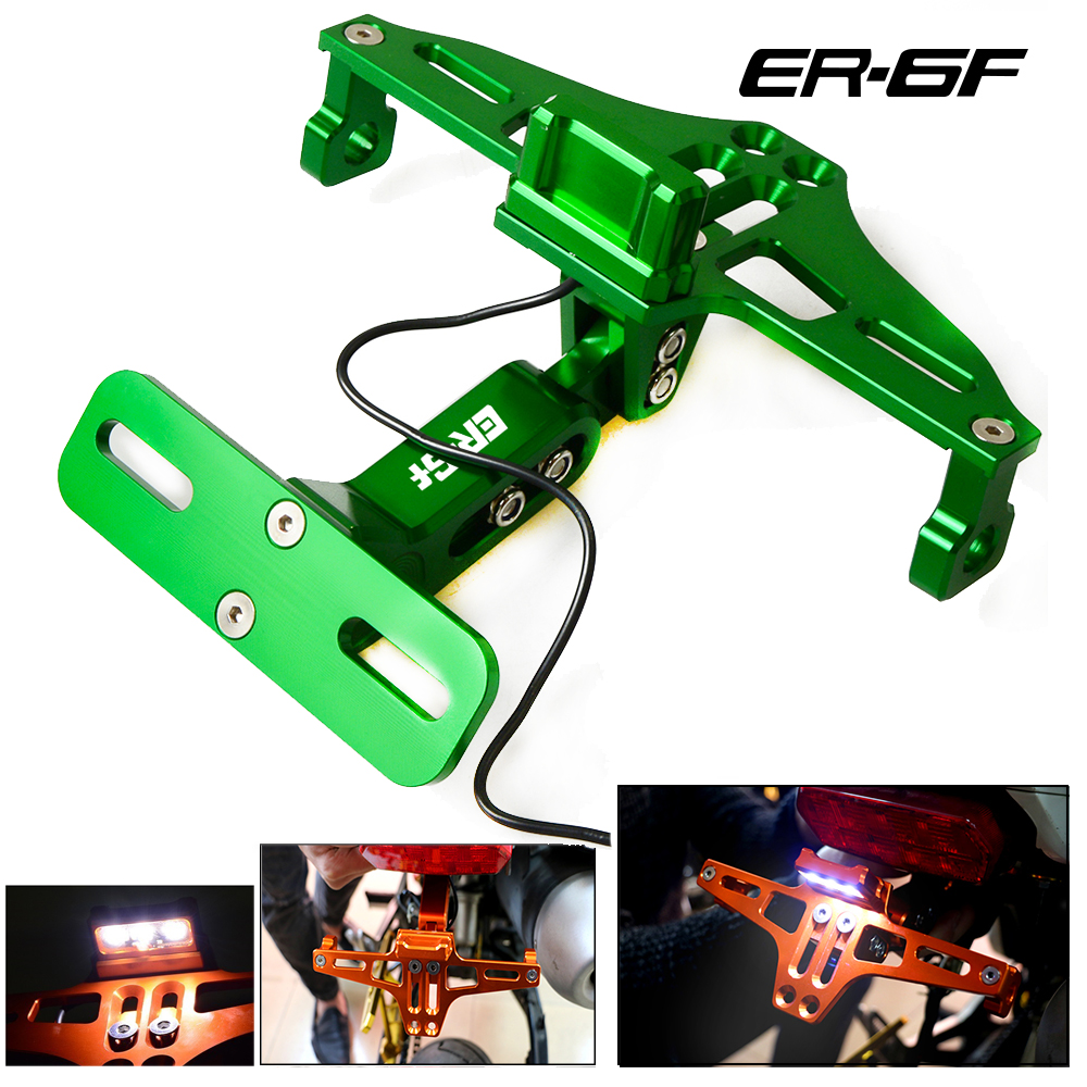 For KAWASAKI ER6F ER6 F ER6N E R6N 2009-2016 2010 2011 2012 2013 Rear License Plate Frame Licence Holder Motorcycle Number Plate