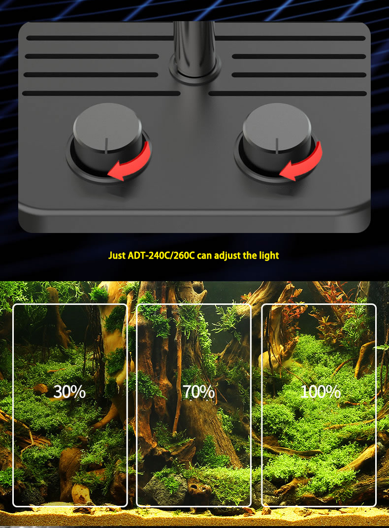 SUNSUN ADT 110C 220C 350C Series Tube Shape Adjustable Lighting Aquatic Tank LED Aquarium Full Spectrum Algae Aquarium LED Light