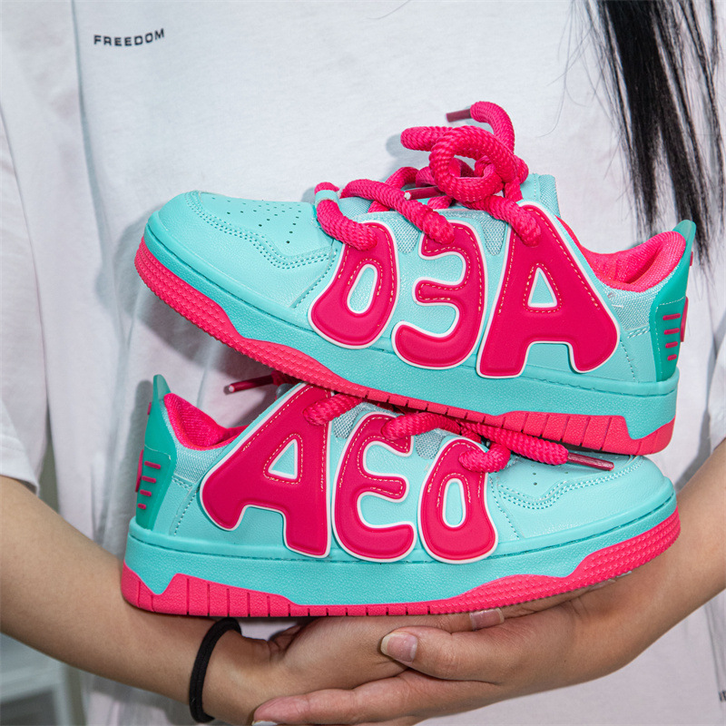 Group Letter Design Skateboarding Shoes Fashion Couple German Training Fashion Color Blocked Balance Shoes Student Casual Sports Men's Board Shoe