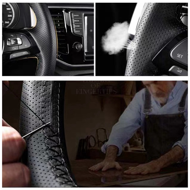 DIY Black Wear-Resistant Faux Leather Car Steering Wheel Cover For Mercedes-Benz Vito III ( W447 ) 2015-2020 Braid