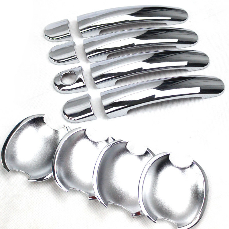 FUNDUOO For Skoda Fabia / Octavia 2008 2009 2010 2011 2012 2013 New ABS Chrome Car Door Handle Cover Cup Bowl Trim Sticker