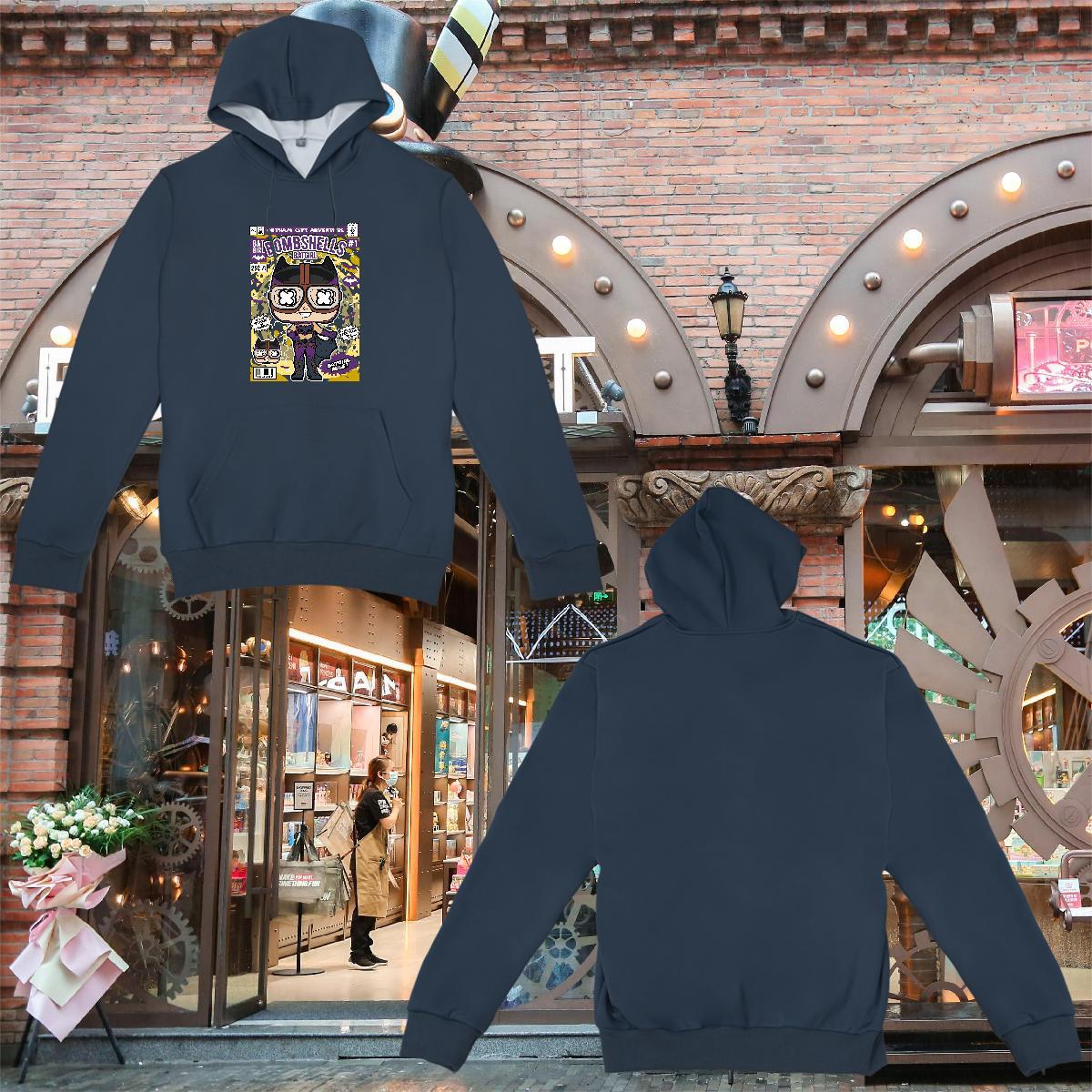 Fashion Casual Hoodie for Men Breathable Long Sleeve Loose Hoodie Pullover Anime Print Clothes Street Casual 350g Cotton