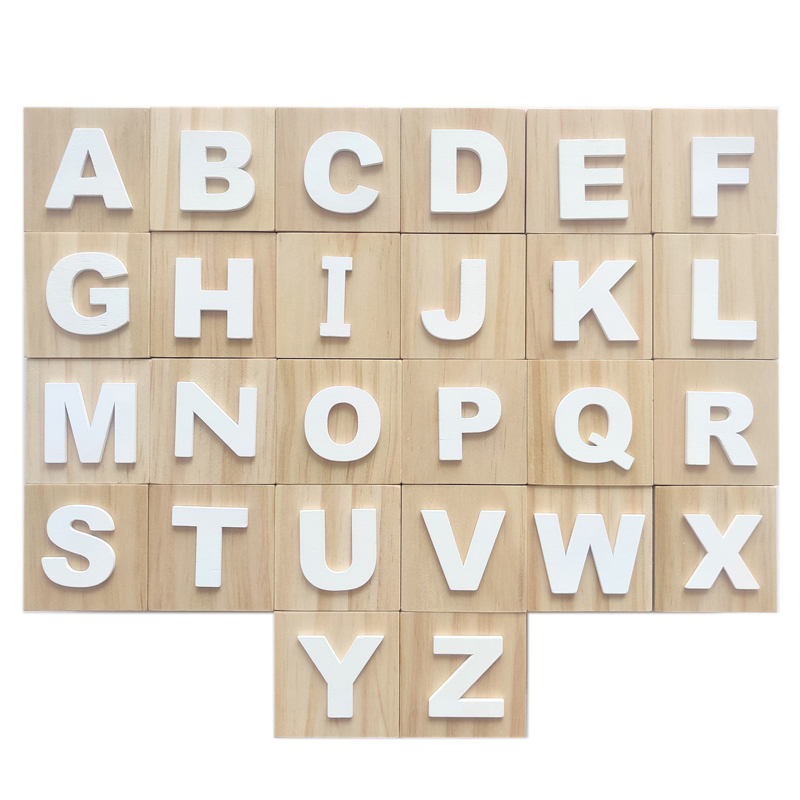 hot sale Large Cube Letter Wooden Baby First Name Cubes Personalized ABC Blocks Kids Nursery Room Decorations Preschool Learning Toys
