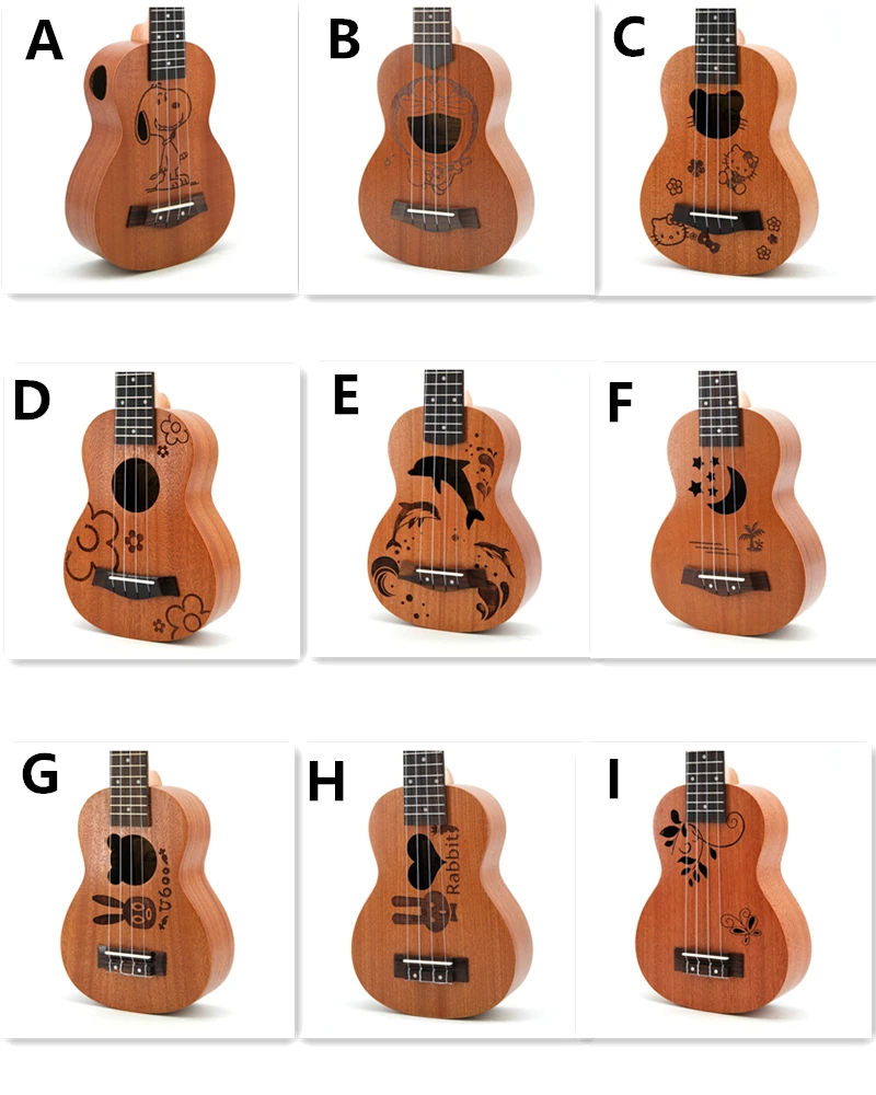 SevenAngel 21 Inch Ukulele Soprano 4 Strings Mini Guitar 15 Frets Hawaii Ukelele Closed Knob Uku Wholesale Dropshipping