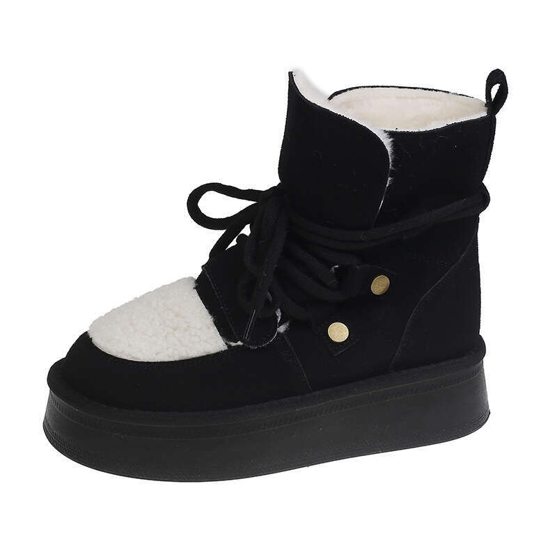 Gu Yun | Thick Soled Snow For Women 2024 New Winter Warm Height Increasing Short Boots With Plush And Thick Anti Slip Cotton Shoes