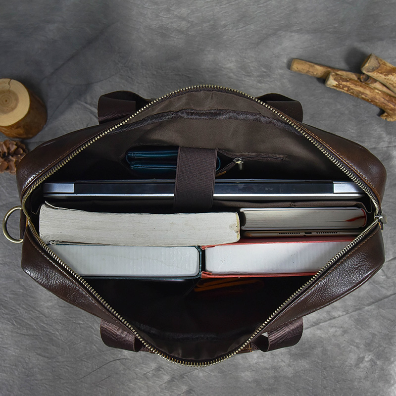 Leather Briefcase Bag For Men - Genuine Cowhide 15.6 Inch Laptop Computer Messenger Handbag New Free Delivery Designer Bag