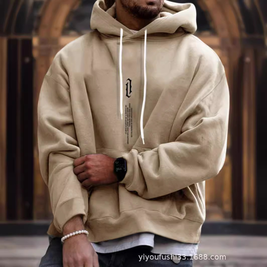 Designer's autumn winter new men's pullover printed hooded sweatshirt, personalized and fashionable sweatshirt