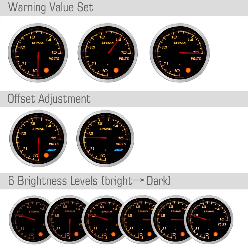 EPMAN 2 52mm 10 Color LED Backlights Face Bar Turbo Boost Gauge Meter w Sensor Mount Bracket Cup Holder EPXX707