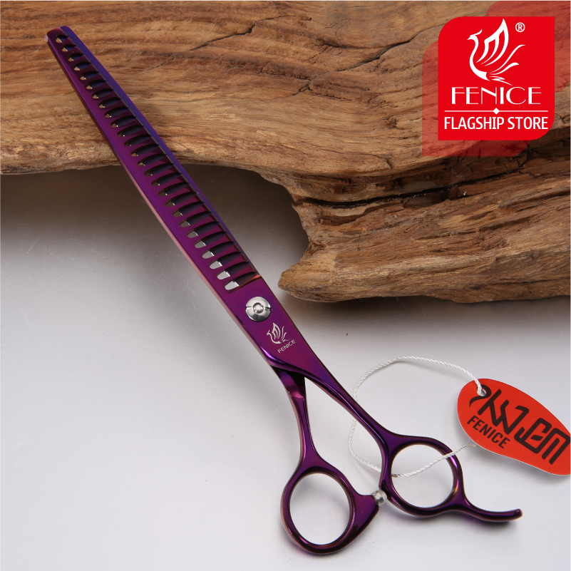 Fenice Grooming Scissors for Dogs Purple JP 440c Straight Shears Thinner Shears Curved Scissors Pet Scissors Comb