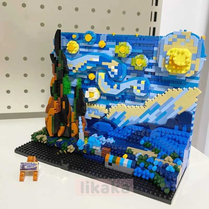 Kanagawa Building Blocks Toy Creative 3D Puzzle Van Gogh Star Painting Miniature Building Blocks Juguetes Building Blocks Toy Boys and Girls Gift W241