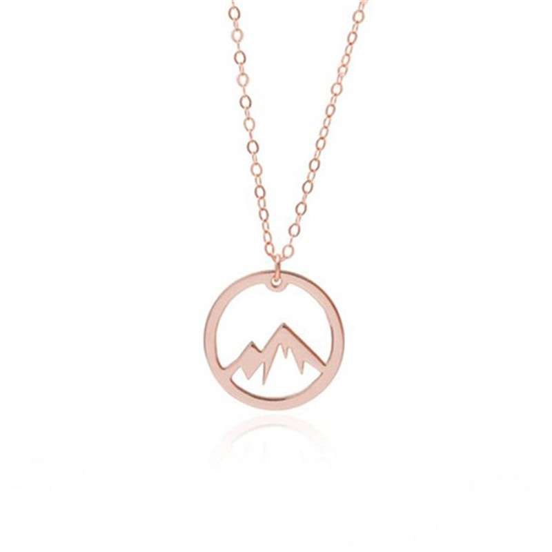 10PCS Simple Nature Snowy Mountain Necklace Circle Round Mountain Top Range Necklace Landscape Lover Necklaces for Women