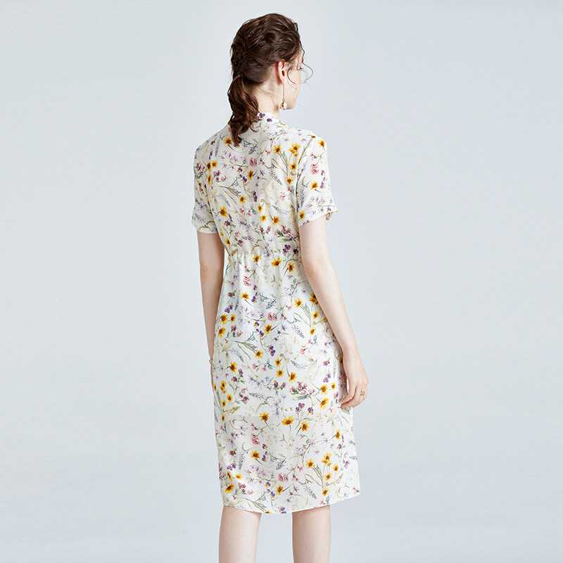 N.F409M90 Customization Silk Women's Autumn Dress High Quality Printed Slim Fit Silkworm Skirt Multi Color