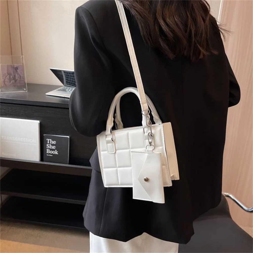Winter Shoder Bags for Wen Fashion Plaid Pattern PU Leather Crossobdy Bags Black Tote Handbags Phone Bag Small Square Bag Z250318