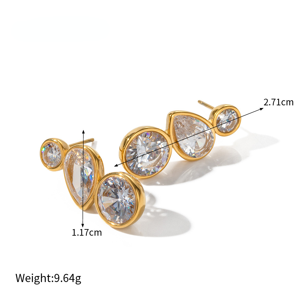 Minimalist Designer Earrings for Women Set with AAA Zircon Stainless Steel 18K Gold Non Fading Anti Allergic Jewelry Factory Wholesale